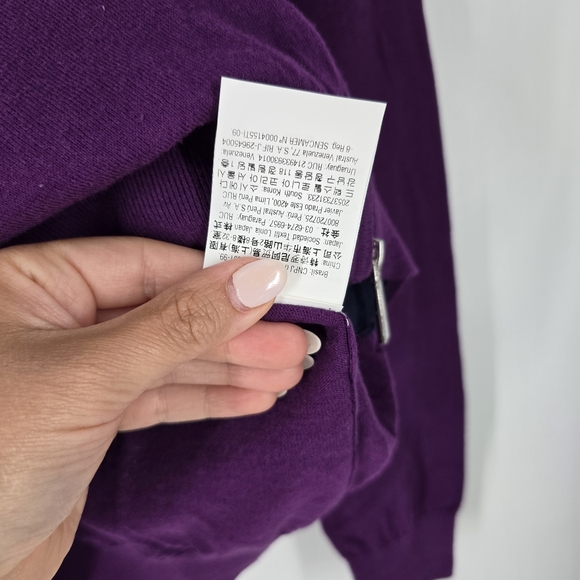 Carolina Herrera NEW Men's Purple Zip Up Sweater Elbow Patches Size S - Picture 9 of 12